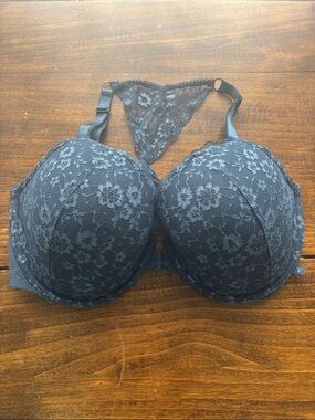 Lace T-Shirt Bra with Racerback Detail - Blue